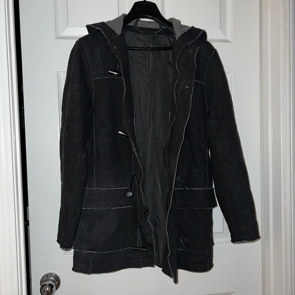 Michael Kors Winter Coat with Hood Black Wool/Polyester Blend - size MEN MEDIUM